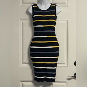 T20a- MultiColor Striped Sleeveless Knit BODYCON Sweater Dress